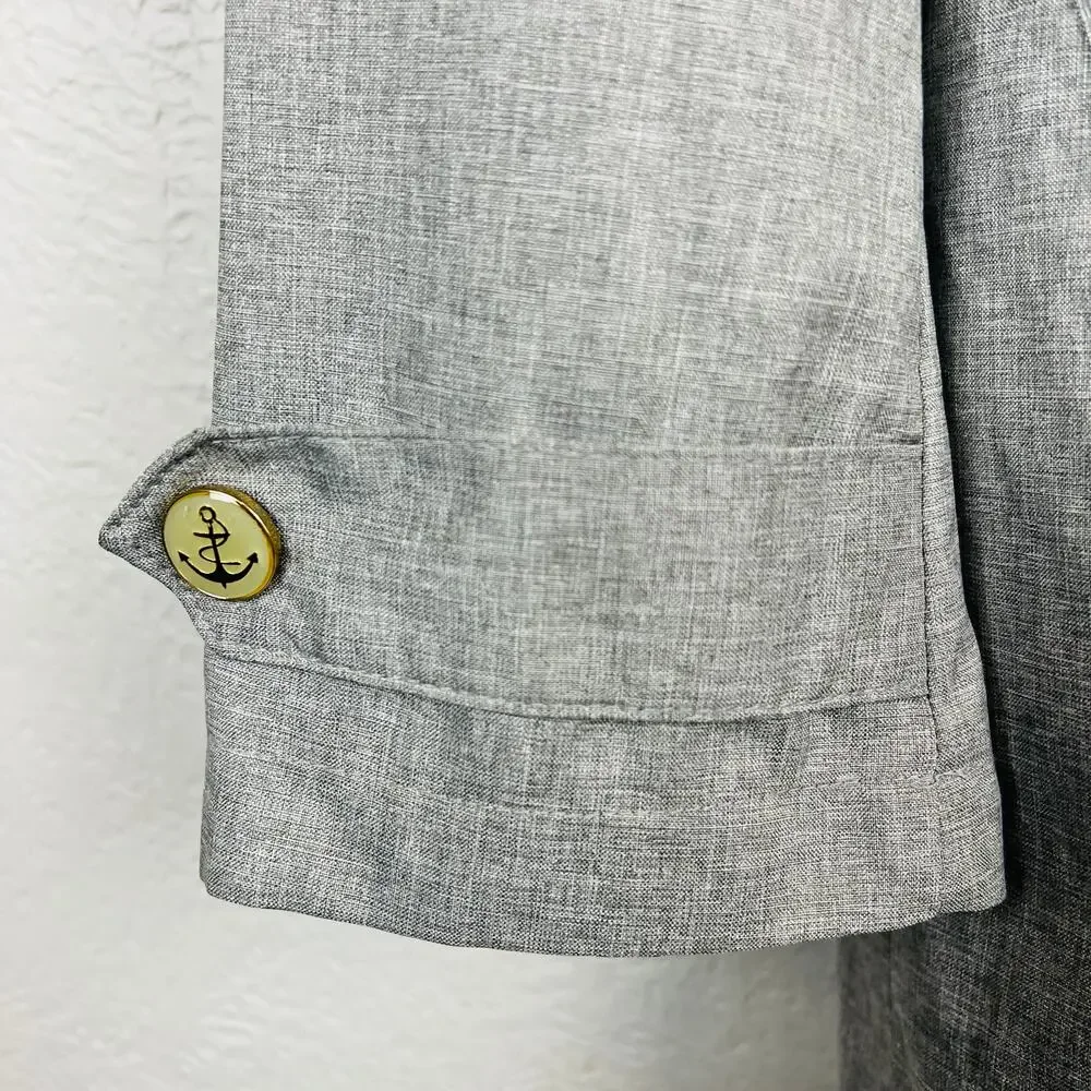 Charter Club Lightweight Anorak Coat Zip and Snap Grey Jacket - M